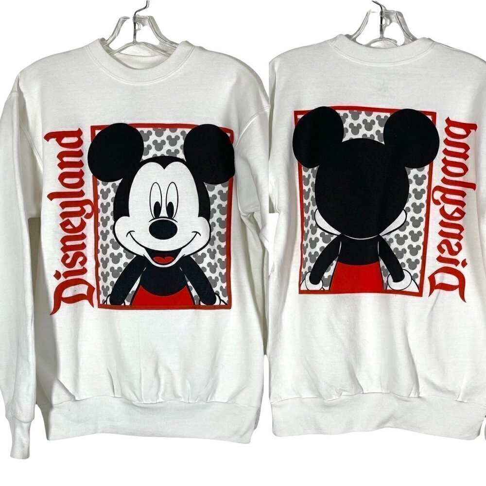 Disney Parks Sweatshirt Mickey Mouse White Black Red Small